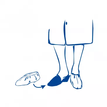Jednorázové návleky na obuv modré 40 x 14 cm (CPE) [100 ks]