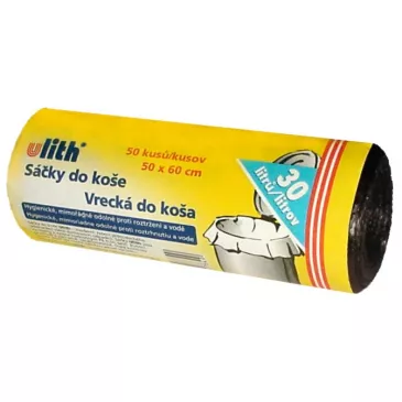 Vrecia do koša čierne 50 x 60 cm, 30 l  / HDPE / 50 ks
