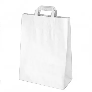 Papierové tašky 32+16 x 39 cm biele [50 ks]