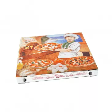 Krabica na pizzu z vlnitej lepenky 32,5 x 32,5 x 3 cm [100 ks]