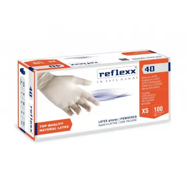 Rukavice latexové pudrované, REFLEXX R40, biele, 100 ks
