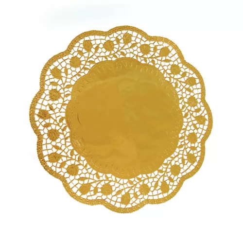 Dekoračné krajky okrúhle, zlaté  32 cm [4 ks]