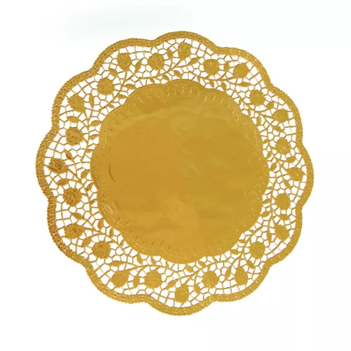 Dekoračné krajky okrúhle, zlaté  36 cm [4 ks]