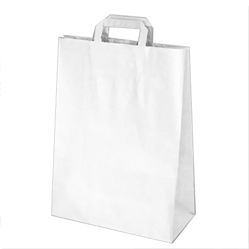 Papierové tašky 32+16 x 39 cm biele [50 ks]