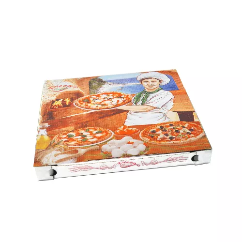 Krabica na pizzu z vlnitej lepenky 32,5 x 32,5 x 3 cm [100 ks]