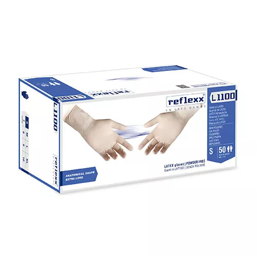 Rukavice latexové pudrované, REFLEXX L1100, biele 100ks