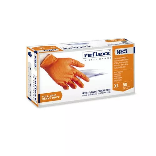 Rukavice nitrilové, REFLEXX Industry N85, oranžové, 50 ks